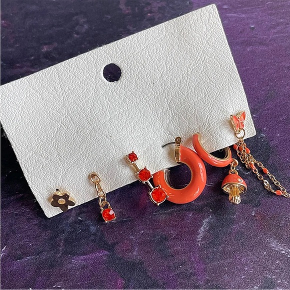 Free People Jewelry - Free People Orange Le Jardin Hoop Stud Earring Set Mix & Match Gift